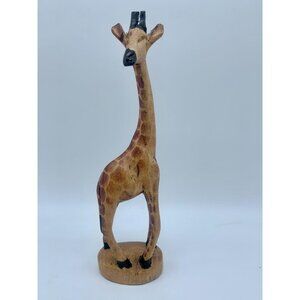Vintage African Hand Carved Kenyan Giraffe - Wood Figurine